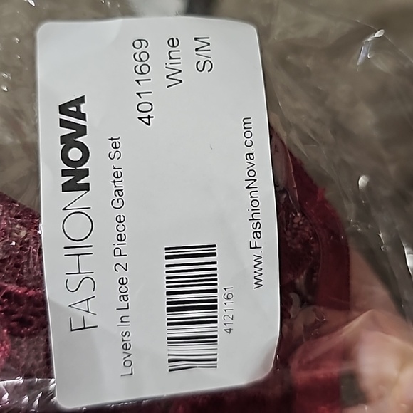 FASHION NOVA ✦ 3‑Piece Intimates Set ✦ Wine Red Lace Bustier Top Thong Garter NW - Picture 5 of 9